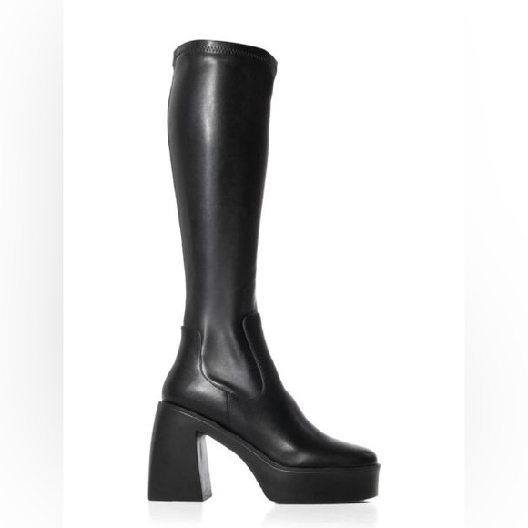 AZALEA WANG Black Chunky Stretchy Knee High Boot - Picture 4 of 7
